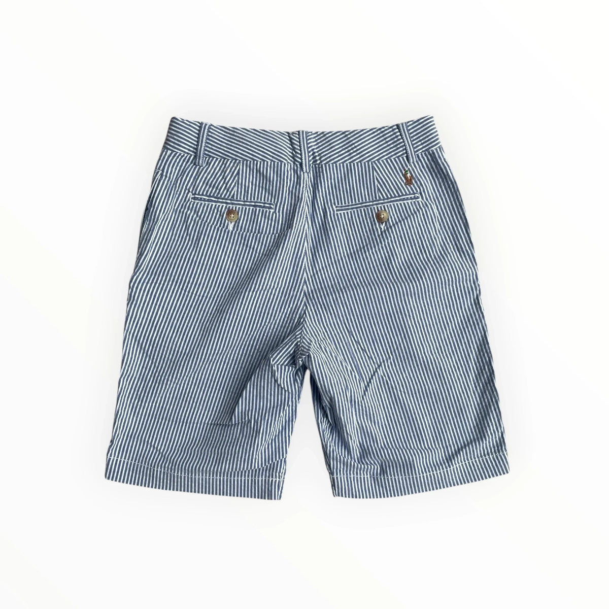 Pierrot Outlet Ralph Lauren katoenen shorts met blauw-witte strepen en achterzakken met knoopsluiting