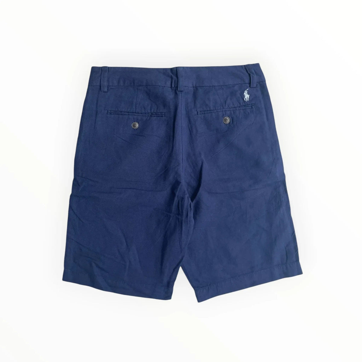 Pierrot Outlet marineblauwe Ralph Lauren chino shorts met twee achterzakken en geborduurd logo op de achterzijde
