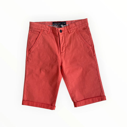 Koraalrode REDANDBLU chino shorts van Pierrot Outlet met omgeslagen pijpen en katoenmix voor een casual zomerlook.