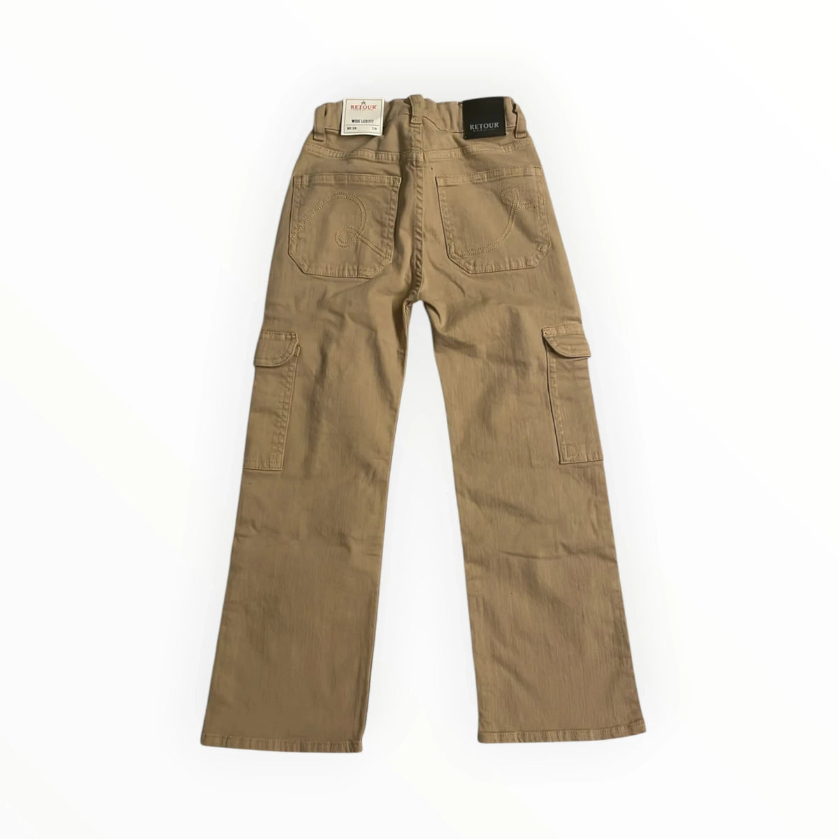 Pierrot Outlet beige Retour Denim wide leg cargobroek voor kinderen met achterzakken en stiksels