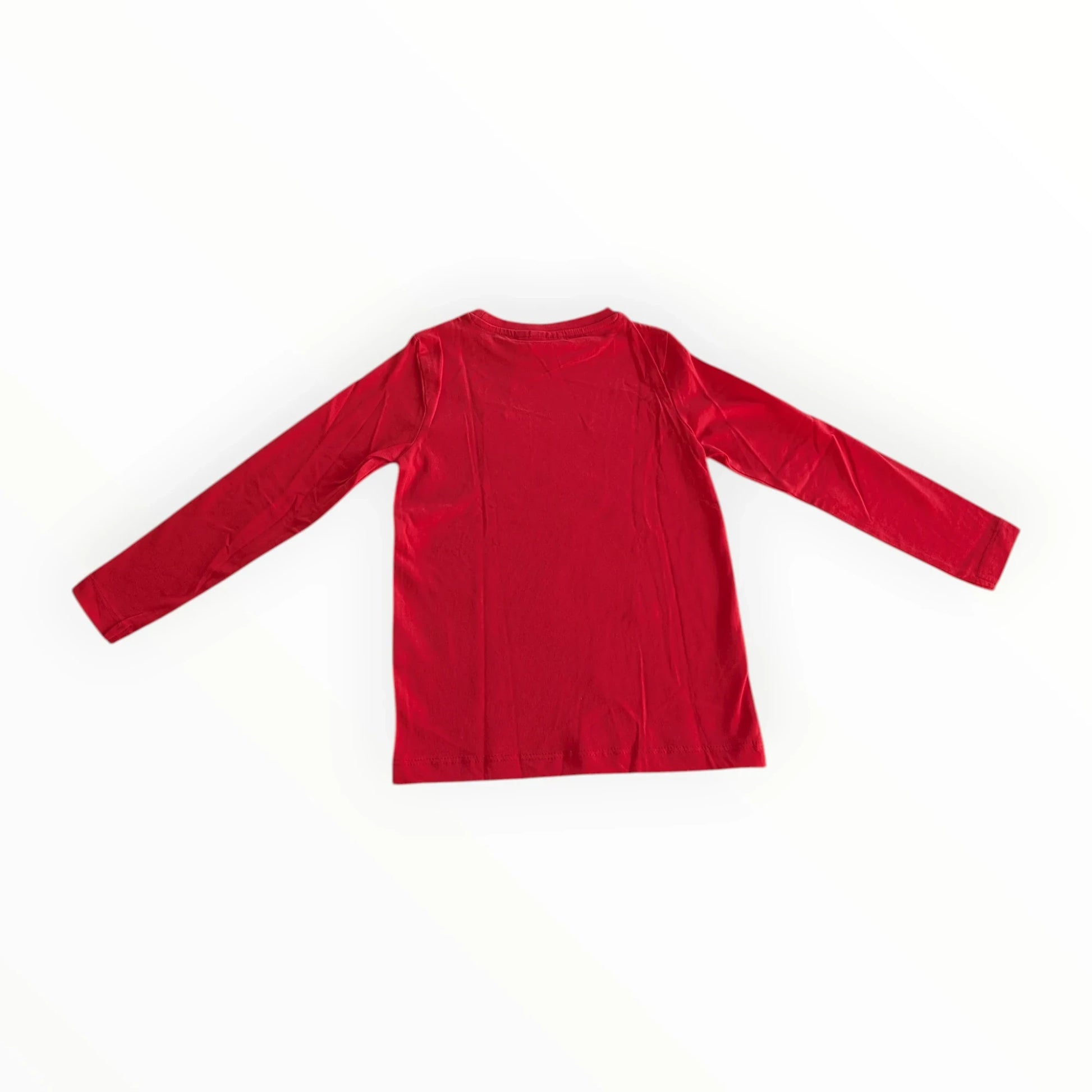 Pierrot Outlet rood kinder T-shirt met lange mouwen en skibeerprint, katoen, comfortabel en stijlvol.