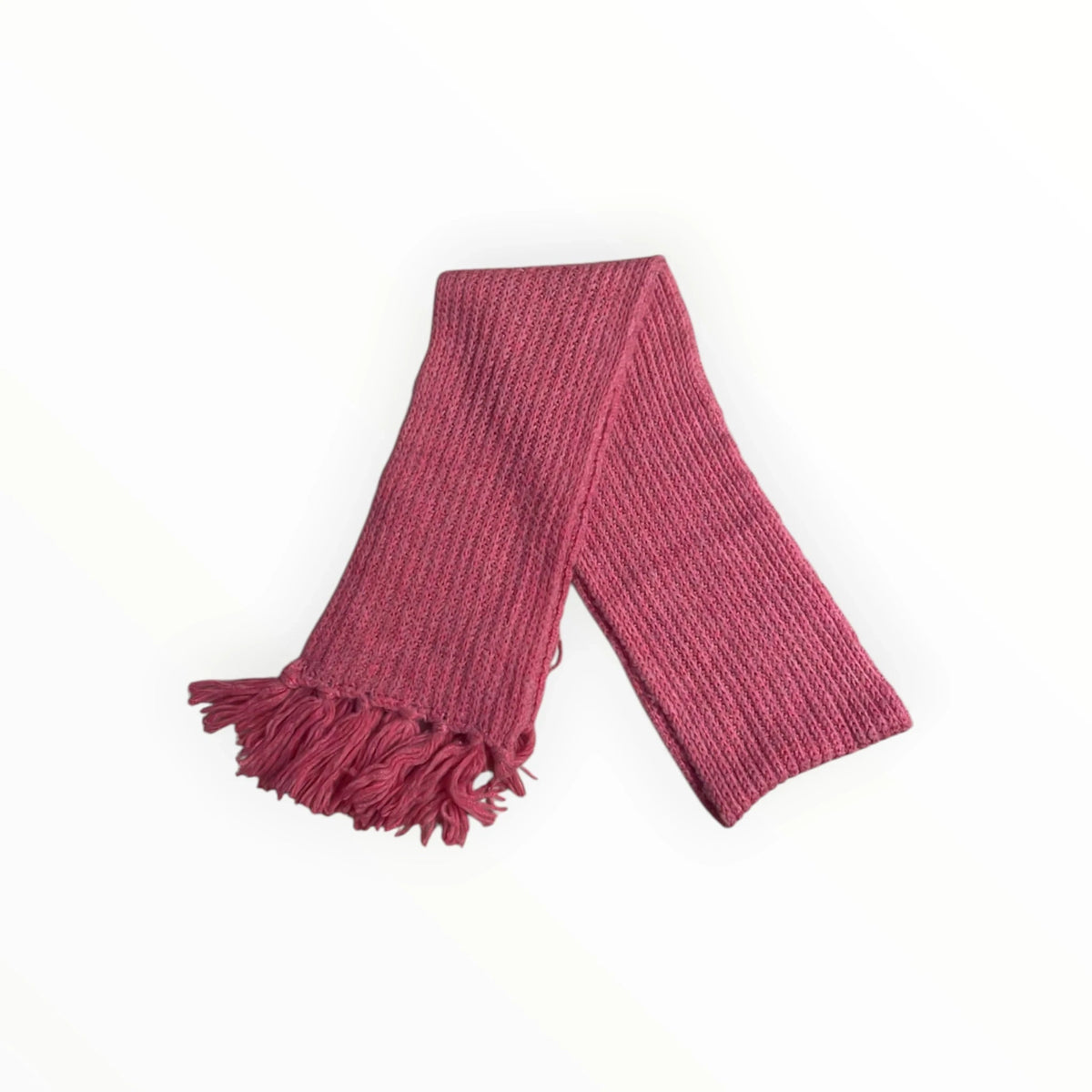 Pierrot Outlet roze gebreide sjaal met franjes voor dames, ideaal voor een warme winterse look.