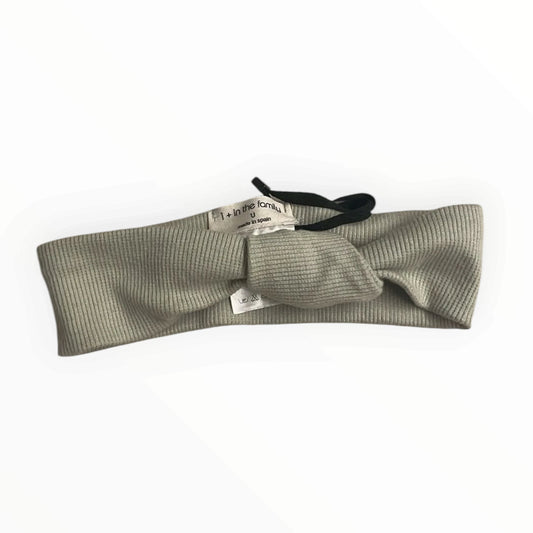 Pierrot Outlet saliegroene 1+ in the family haarband met knoopdetail van zachte geribbelde stof voor kinderen