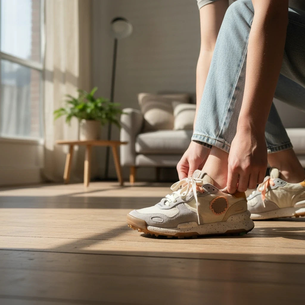 Pierrot Outlet Satorisan sneakers in beige canvas en suède met oranje details en gespikkelde zool voor casual gebruik.