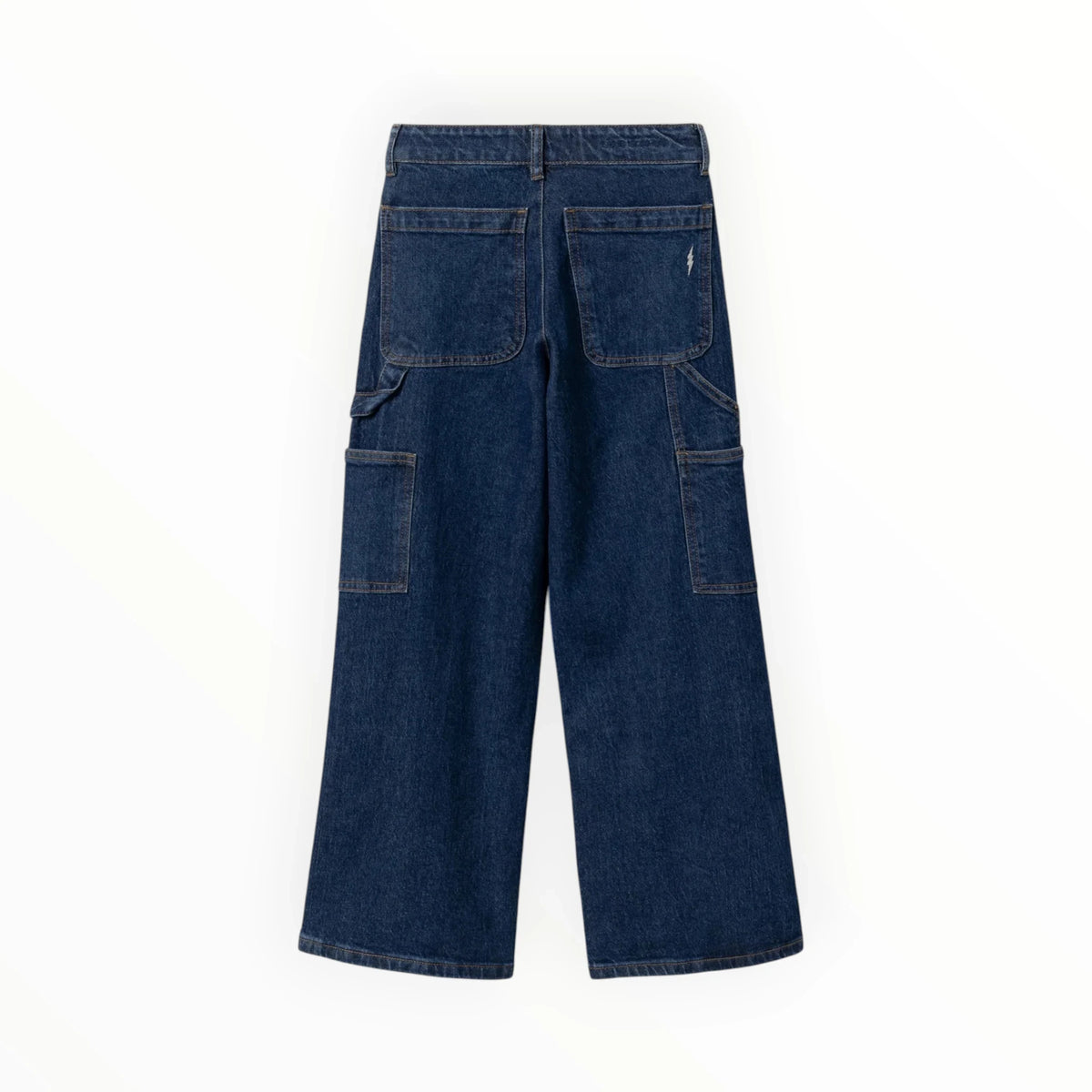 Pierrot Outlet Sofie Schnoor donkerblauwe wijde cargo jeans met achterzakken en subtiel bliksemdetail