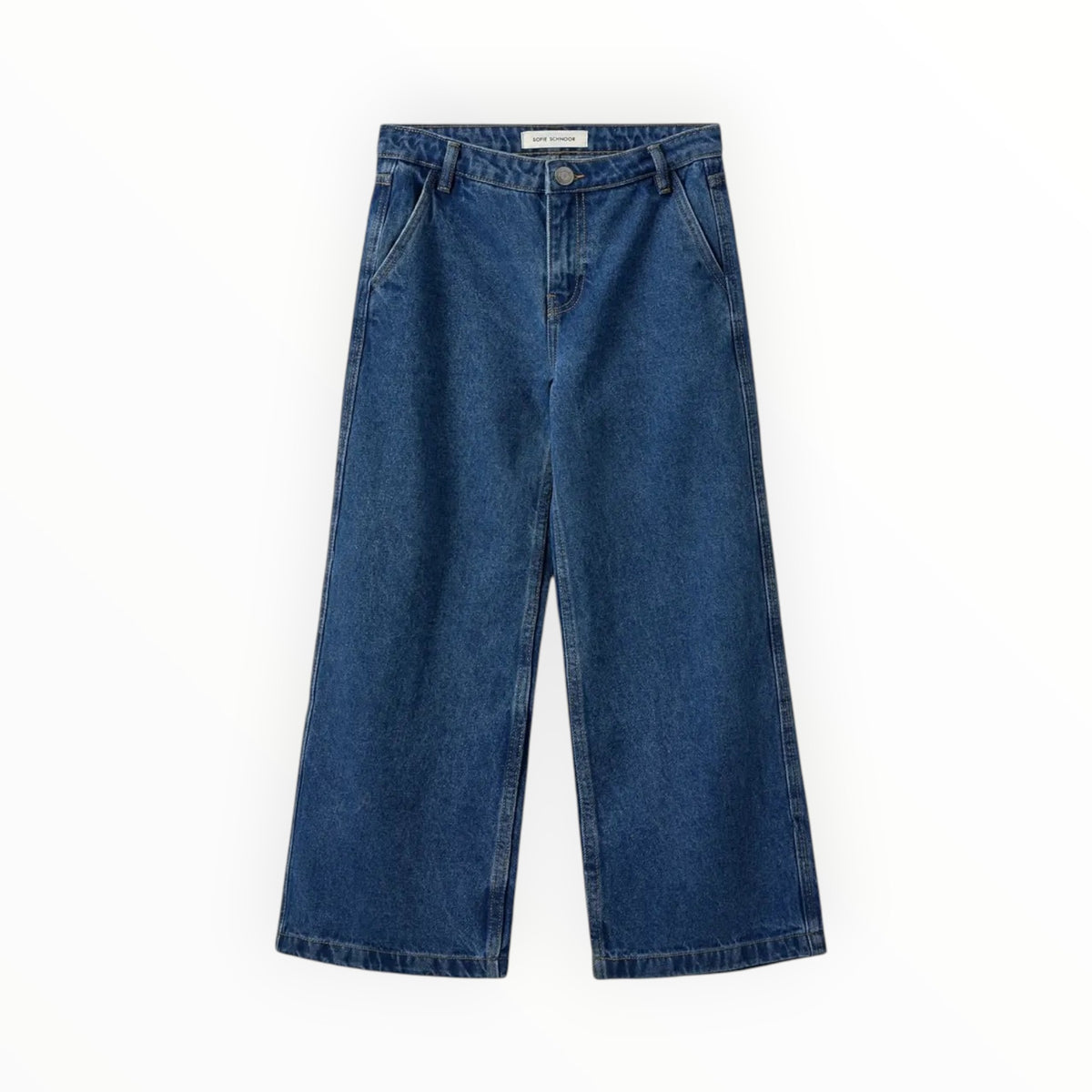 Pierrot Outlet SOFIE SCHNOOR deep indigo wide-leg denim jeans with a high-rise waist and five-pocket styling.