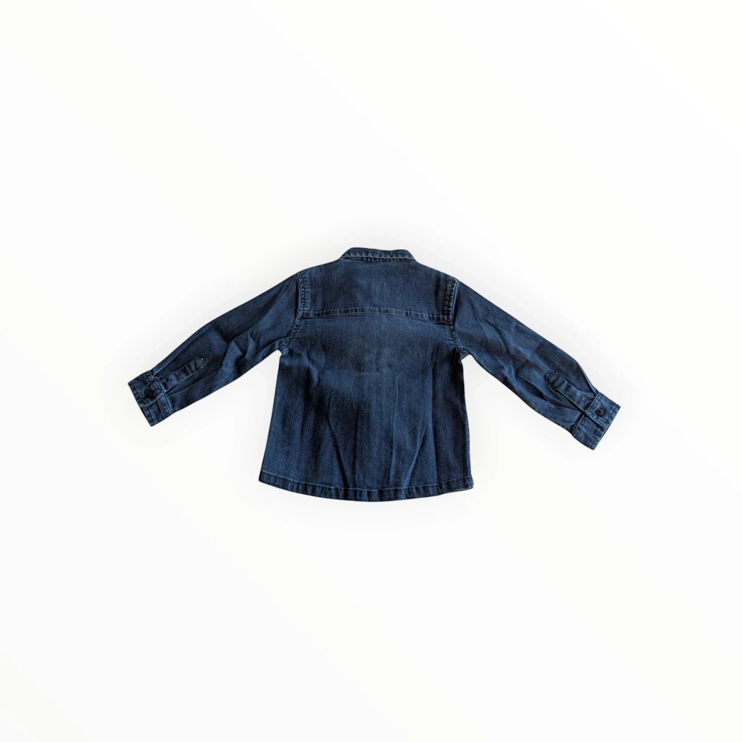 Pierrot Outlet donkerblauwe denim spijkerjas met ritssluiting en FUTURE print