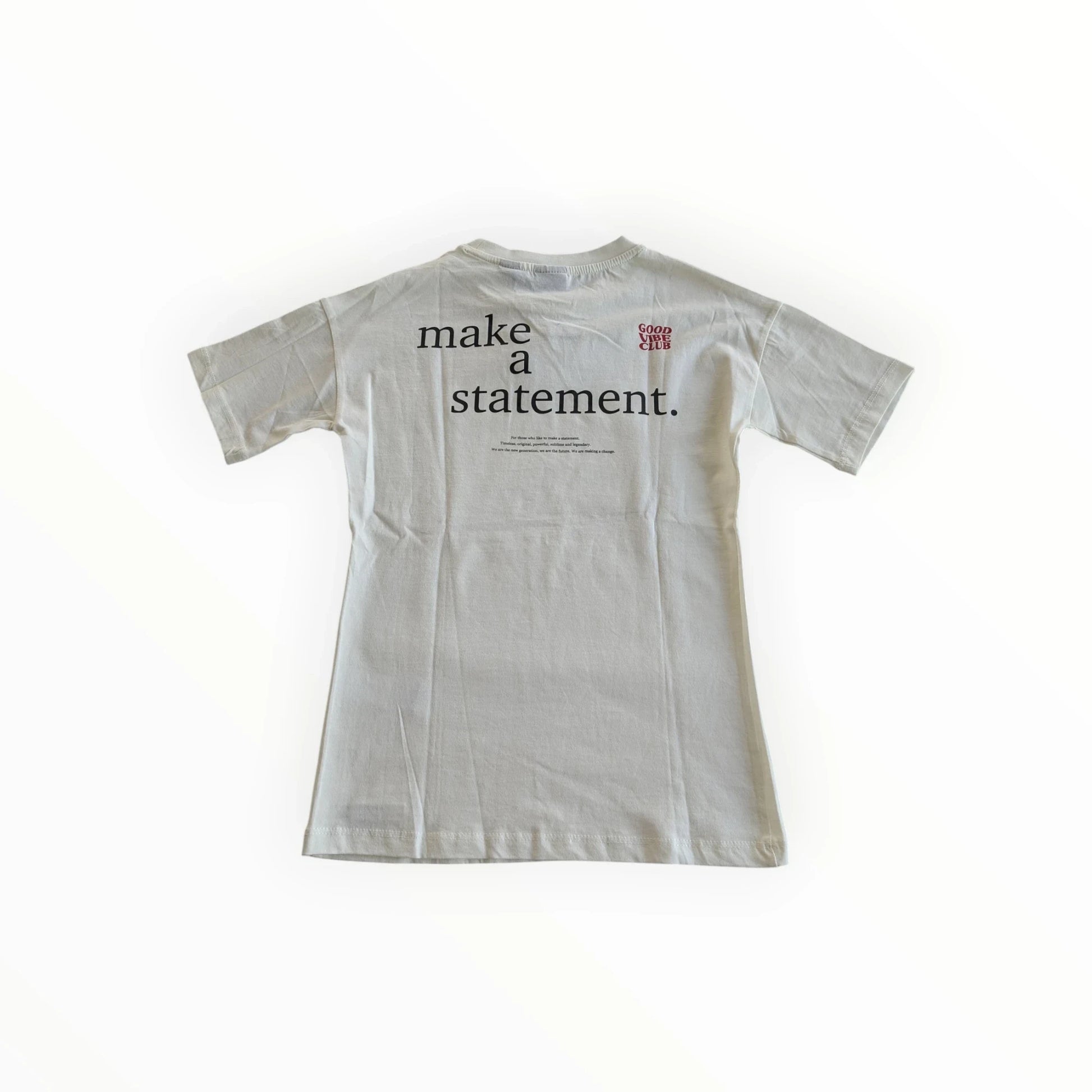 Pierrot Outlet dames T-shirt van katoen in off-white met tekst 'make a statement.' op de achterkant.