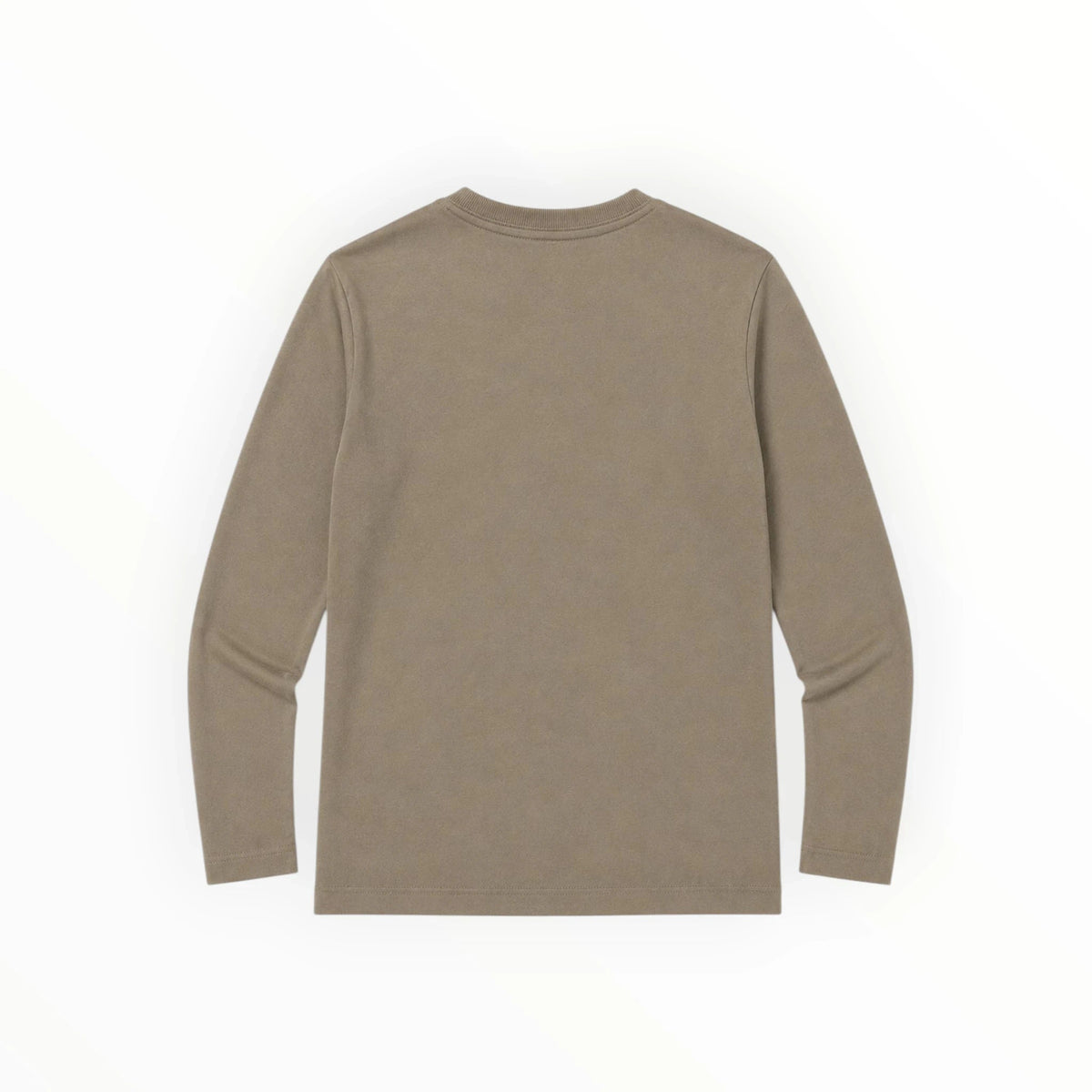 Pierrot Outlet jongens shirt met lange mouwen in taupe kleur, achterkant van het comfortabele casual kledingstuk.