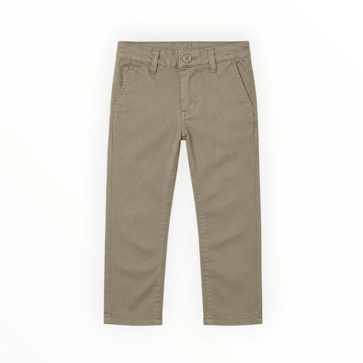 Pierrot Outlet klassieke taupe chino broek voor kinderen van katoenmix met steekzakken en riemlussen