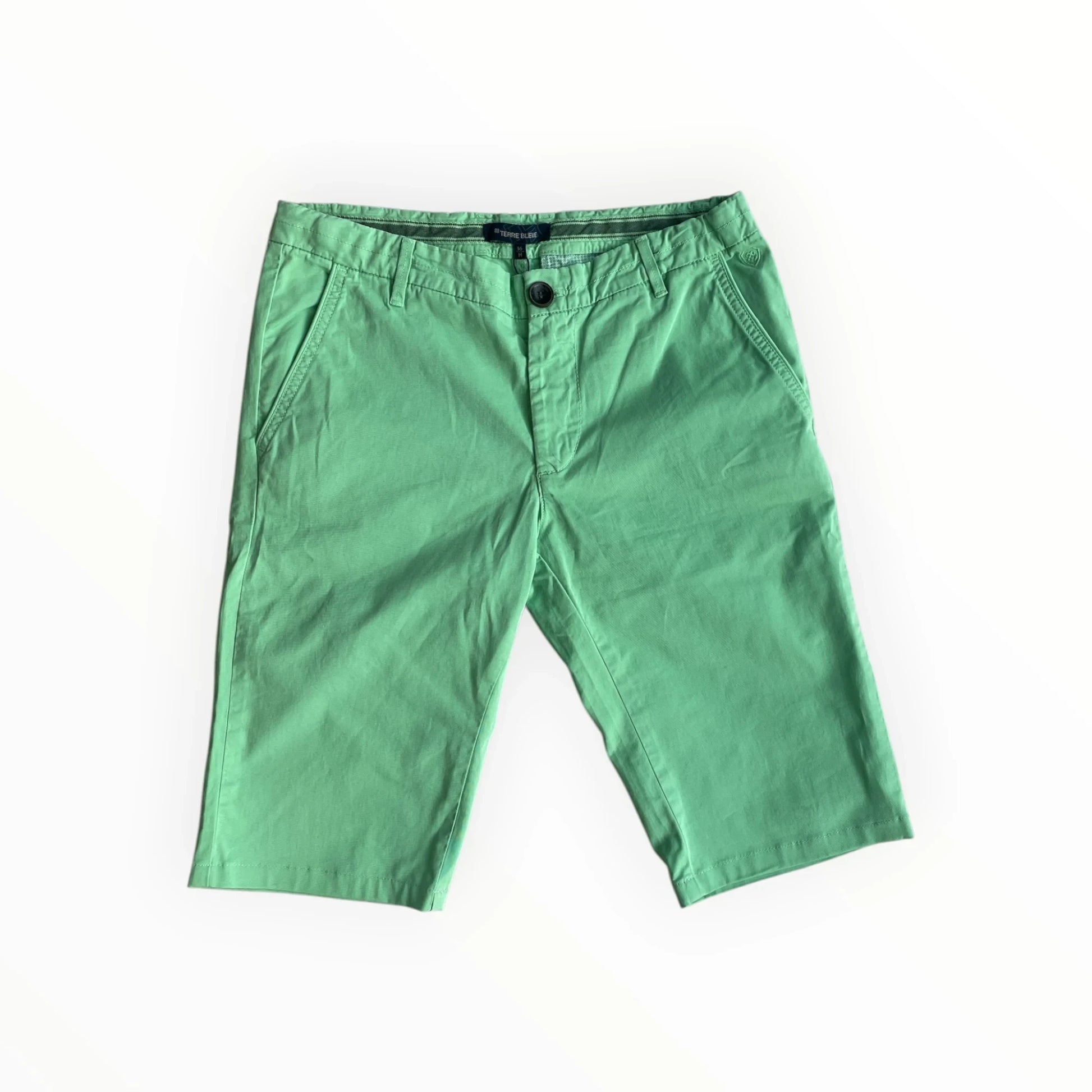 Groene Terre Bleue chino shorts van katoen met steekzakken, verkrijgbaar bij Pierrot Outlet voor een zomerse look.