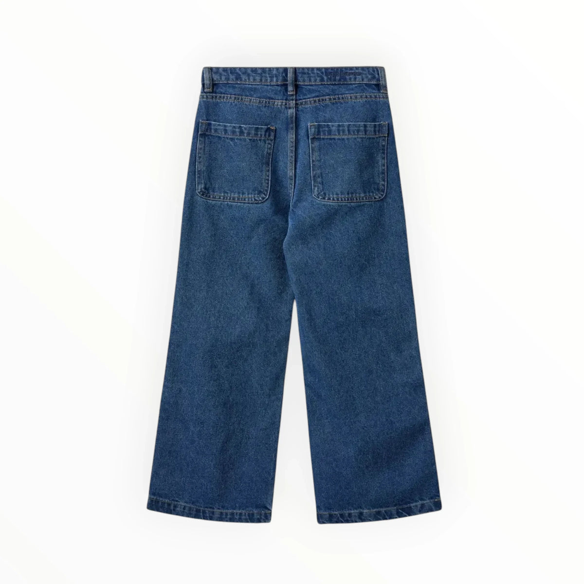 Pierrot Outlet SOFIE SCHNOOR deep indigo wide-leg denim jeans with back pockets, viewed from the back.
