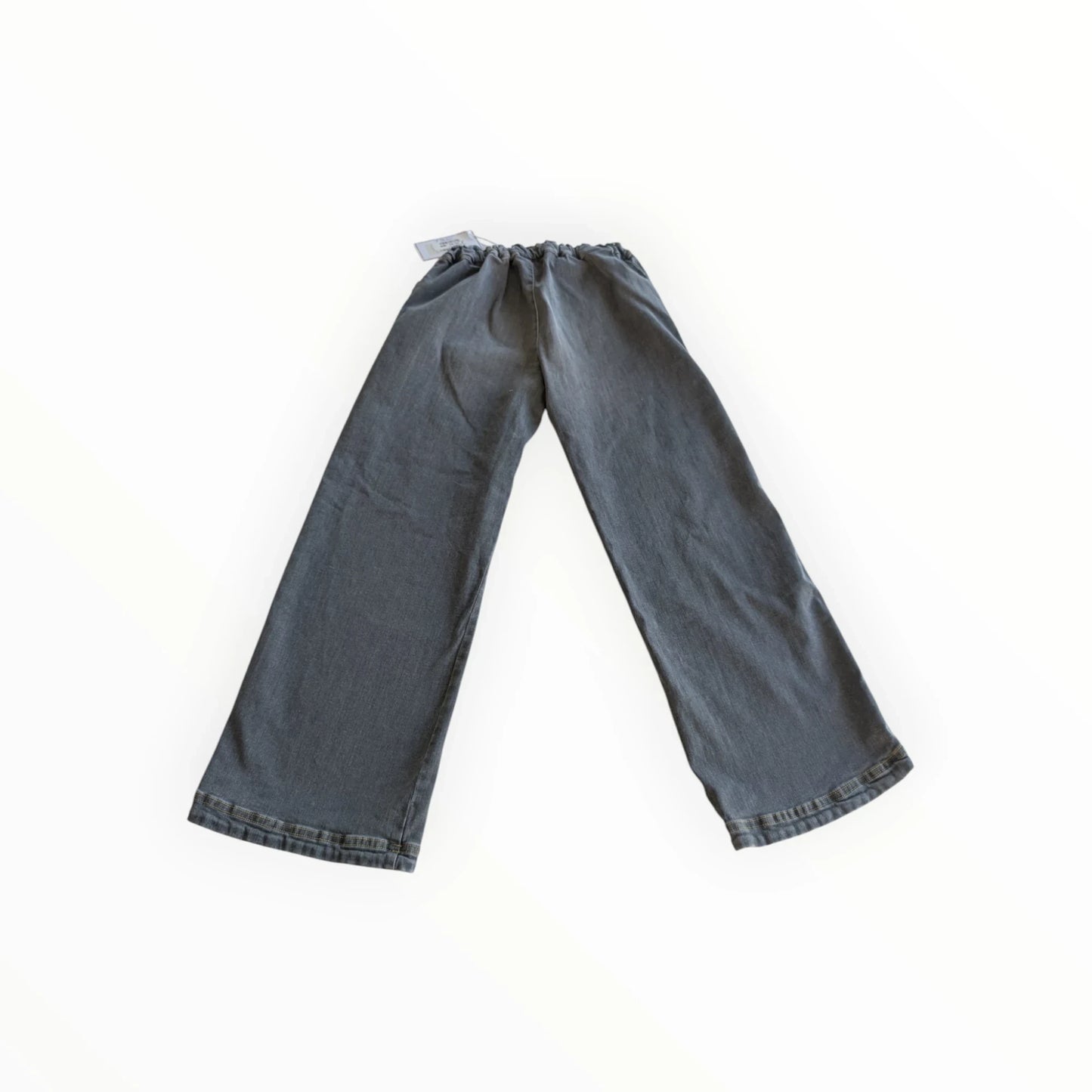 Pierrot Outlet wijde grijze jeans broek voor dames, gemaakt van zachte denim met elastische tailleband.