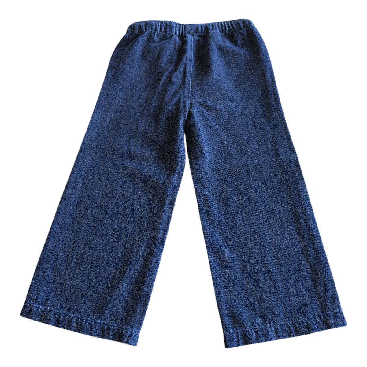 Pierrot Outlet donkerblauwe wijde jeansbroek voor kinderen van katoen met elastische tailleband en trekkoord.