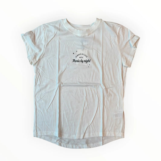Pierrot Outlet wit dames T-shirt met korte mouwen en Always in love with Paris by night tekstprint op de voorzijde