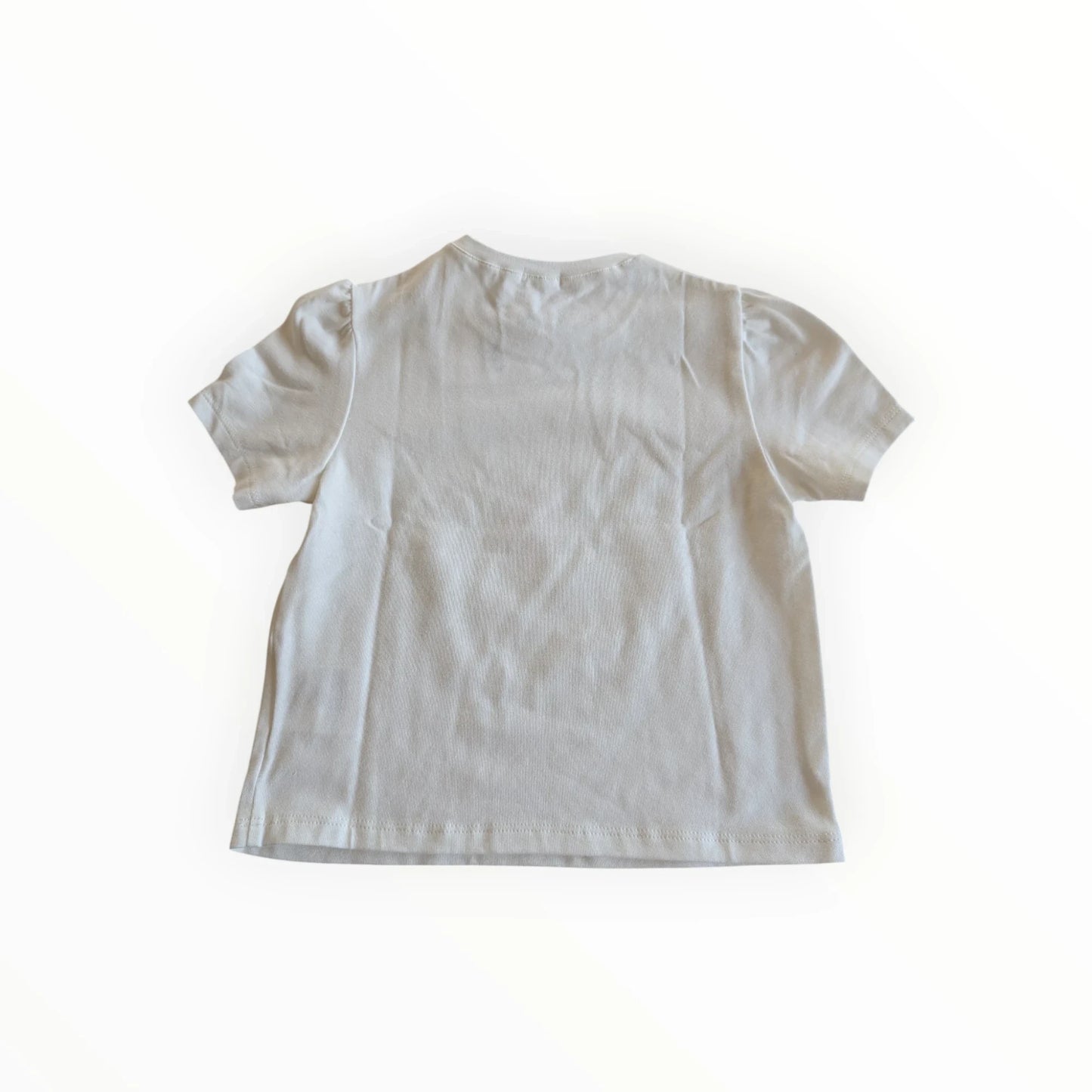 Pierrot Outlet wit katoenen T-shirt met korte pofmouwtjes en hart- en sterrenprint