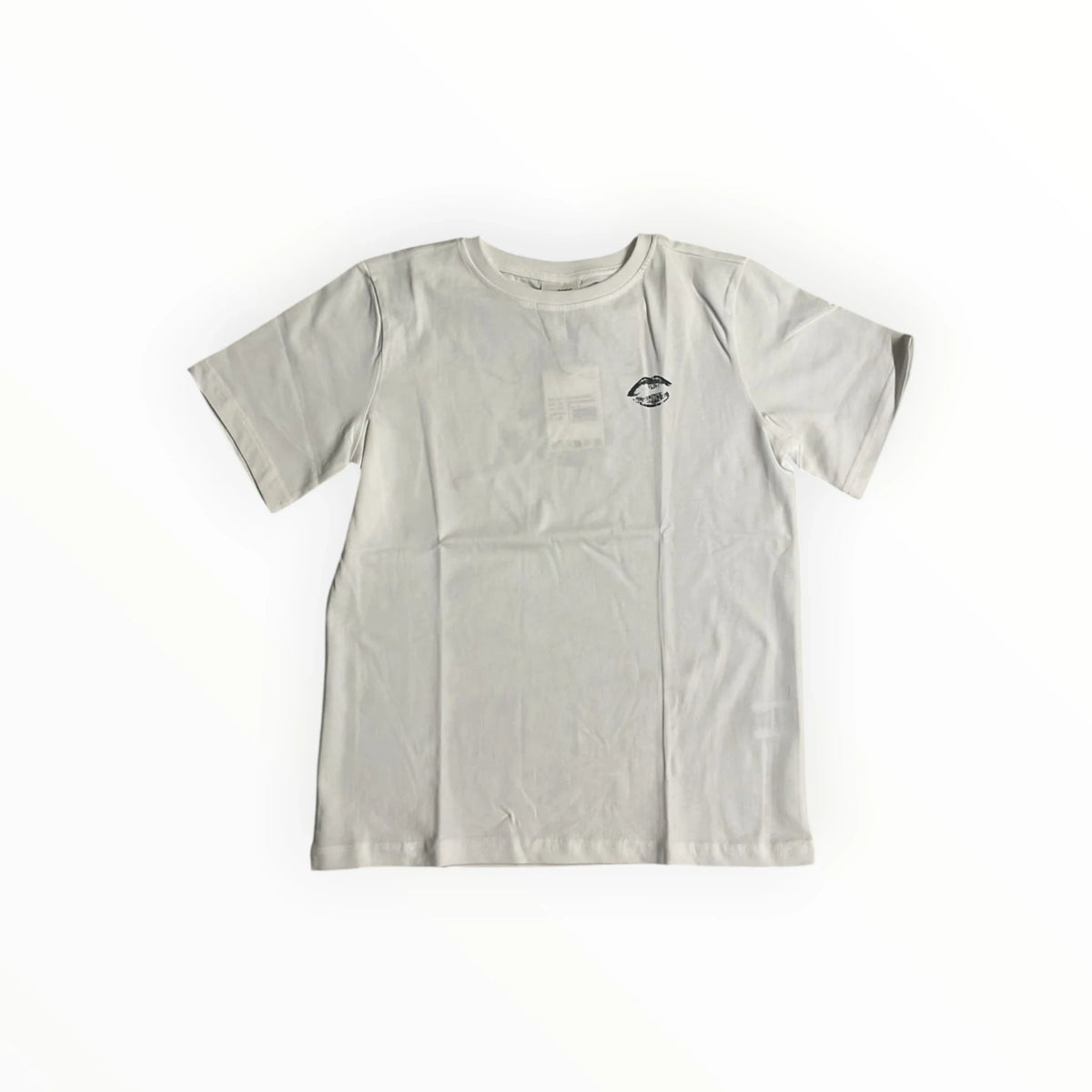 Pierrot Outlet wit T-shirt met kleine lippen-print op de borst, gemaakt van zachte katoen voor een casual look.