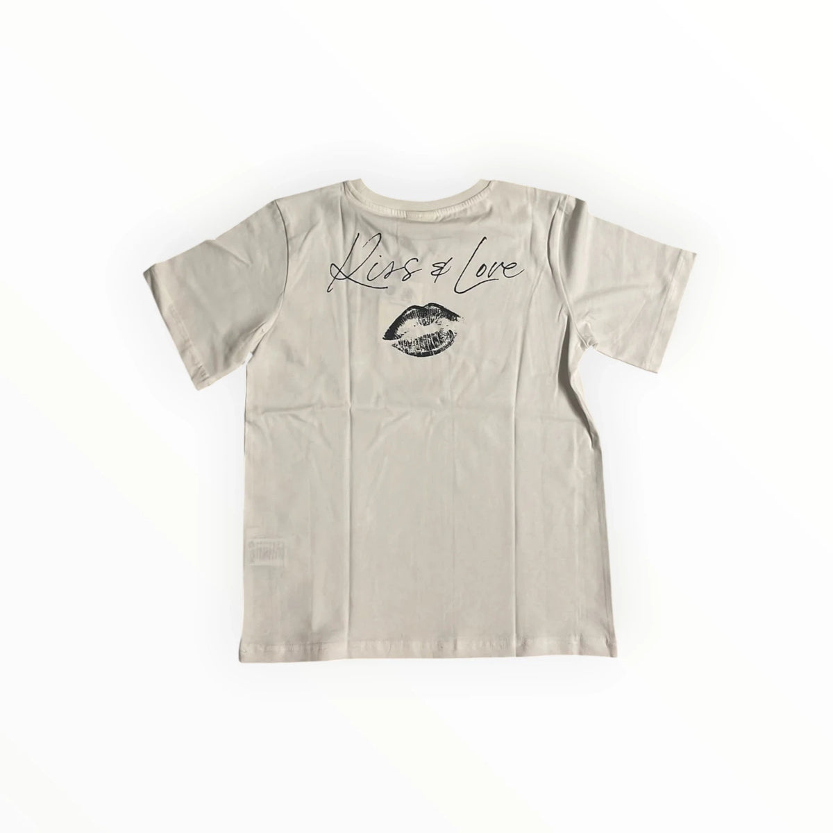 Pierrot Outlet wit T-shirt met Kiss & Love tekst en lippen-print op de achterzijde