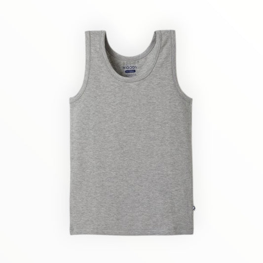 Pierrot Outlet WOODY Basic Tanktop Heren grijs katoen, ideaal als ondergoed of casual top.