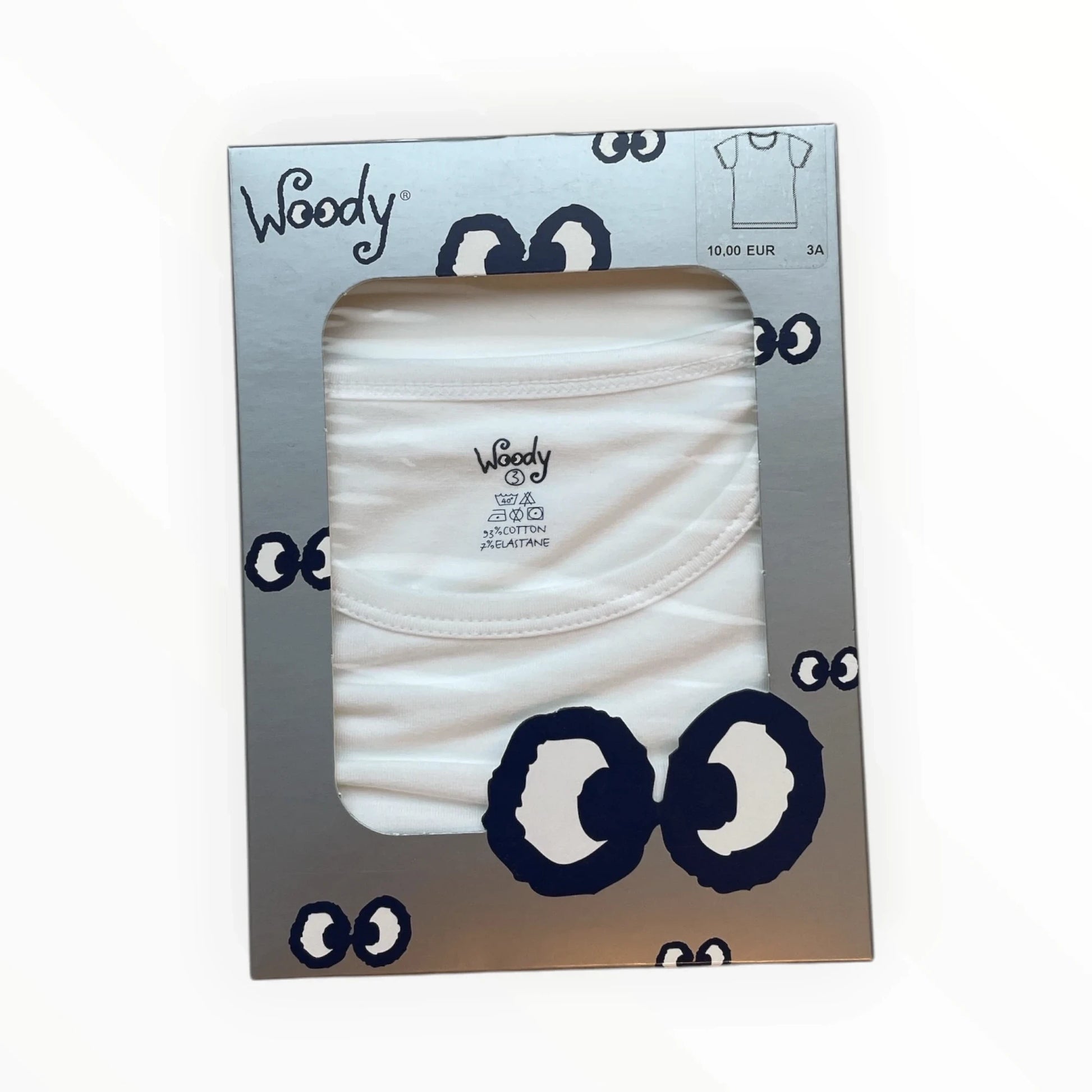 Pierrot Outlet Woody kinder T-shirt pakket met ogen, 2-pack, wit, 95% katoen, 5% elastaan, maten 3A