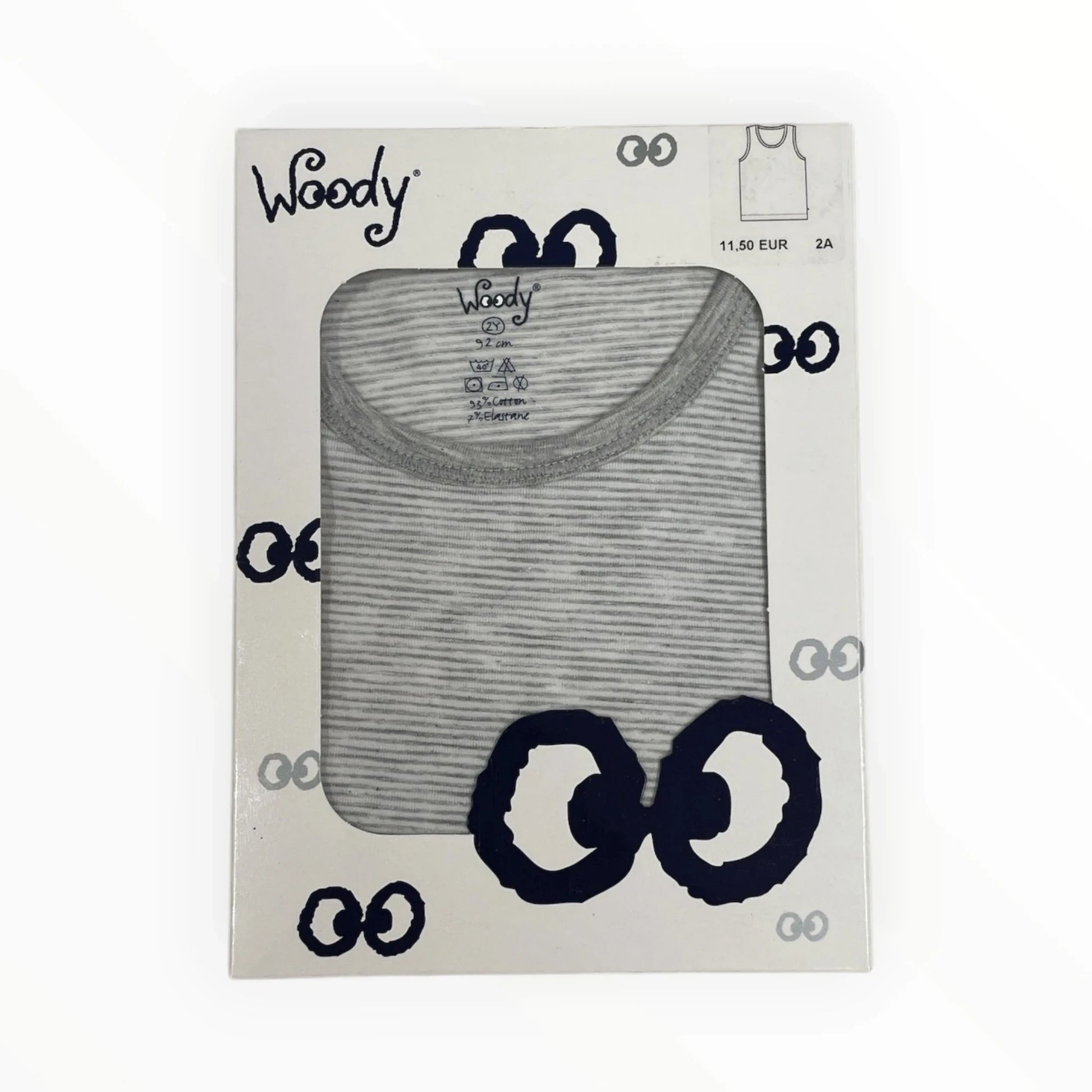 Pierrot Outlet Woody kinder tanktop gestreept katoen elastaan grijs wit comfortabel