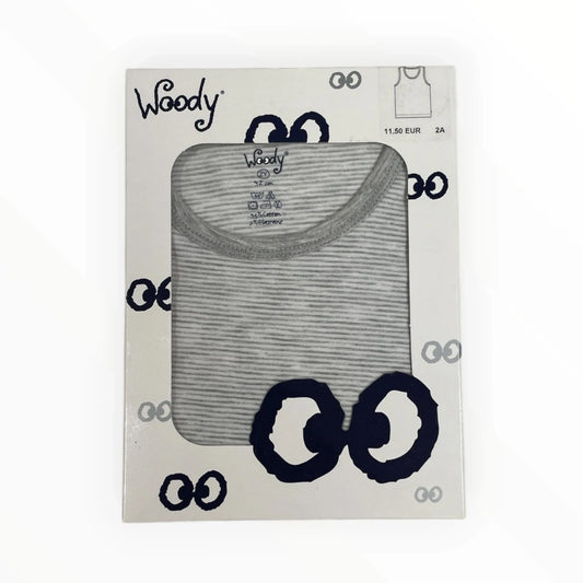 Pierrot Outlet Woody kinder tanktop gestreept katoen elastaan grijs wit comfortabel