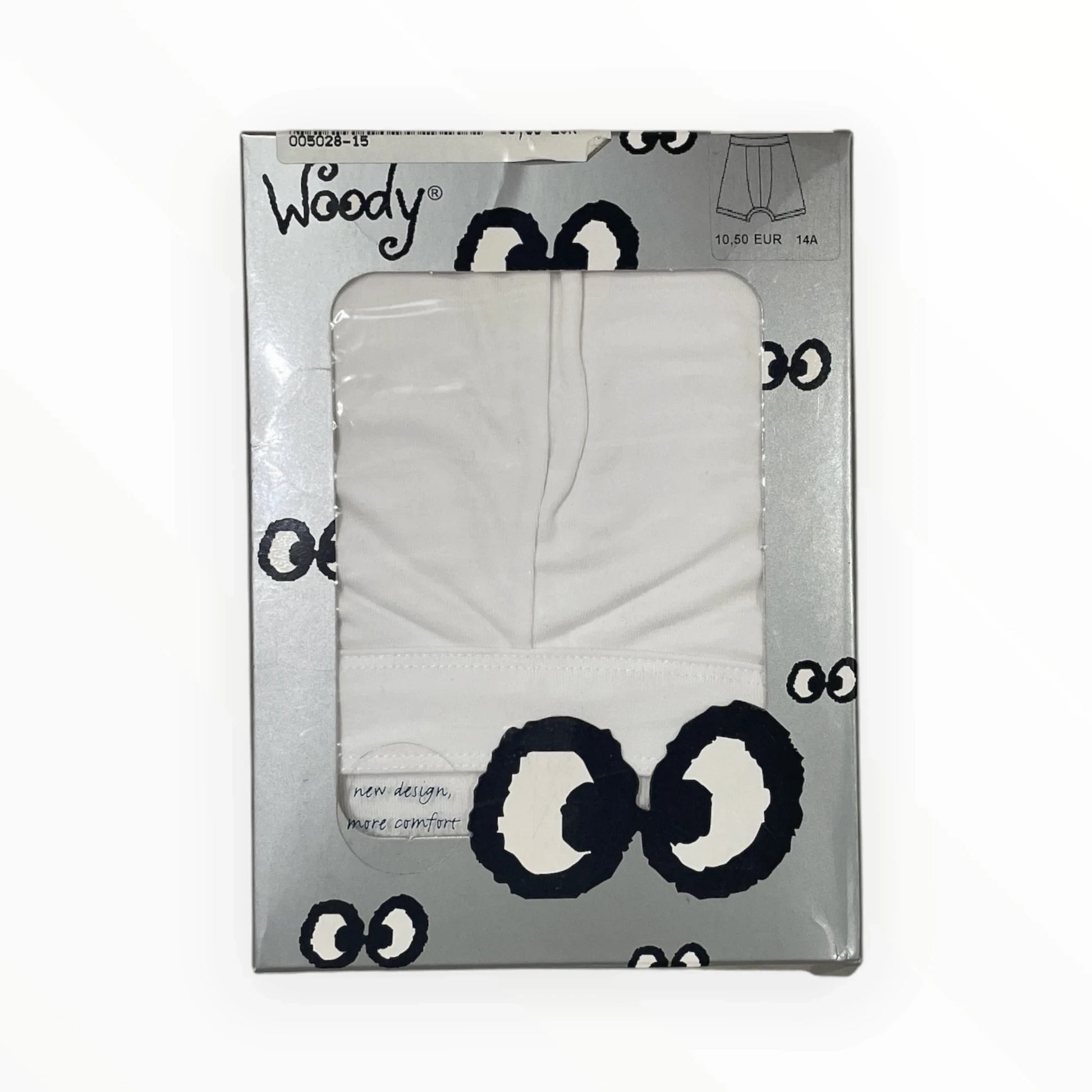 Pierrot Outlet Woody witte kinderboxershorts met nieuw design en meer comfort, gemaakt van zachte, ademende stof.