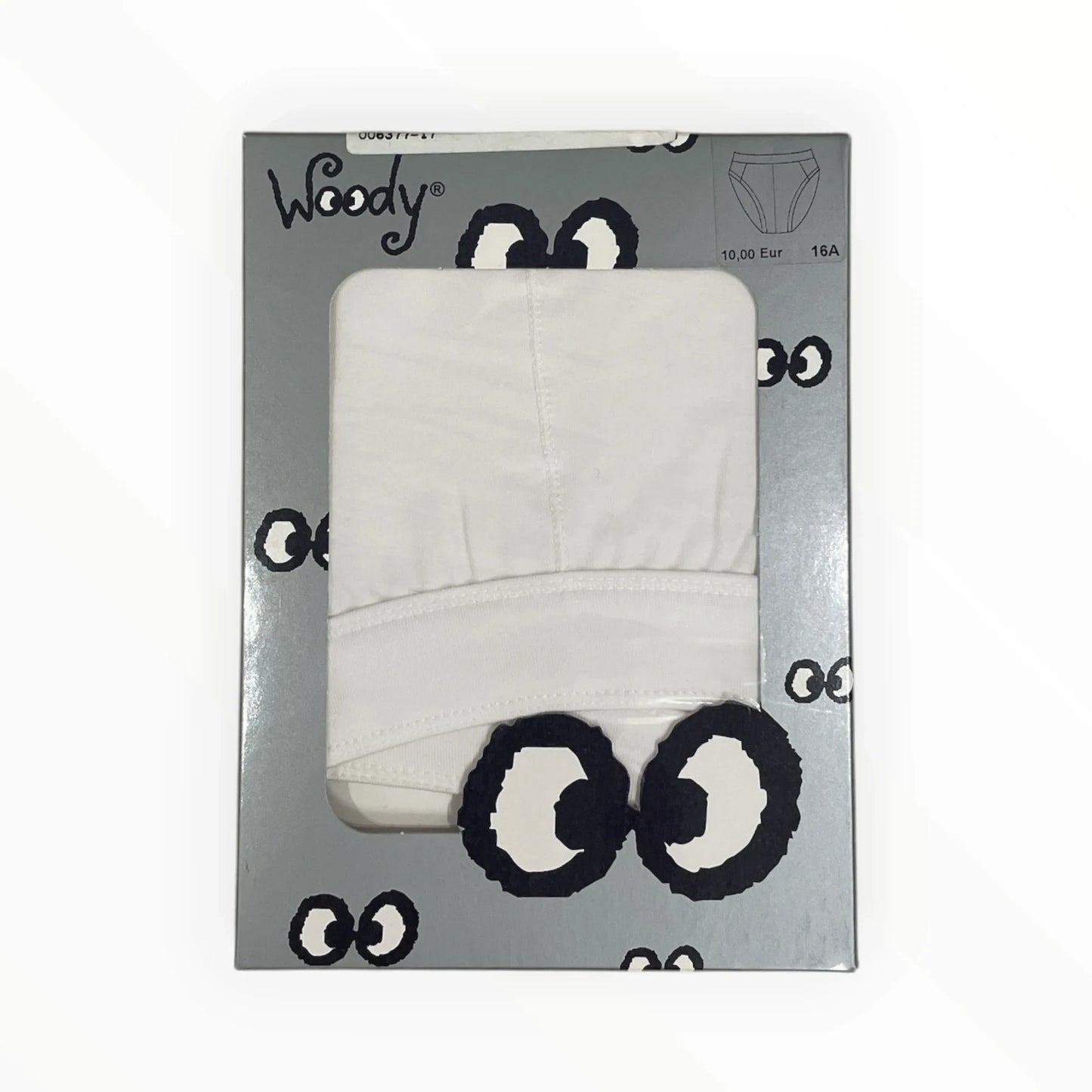 Pierrot Outlet Woody witte katoenen jongensbroekjes met grappige ogen print, comfortabele pasvorm