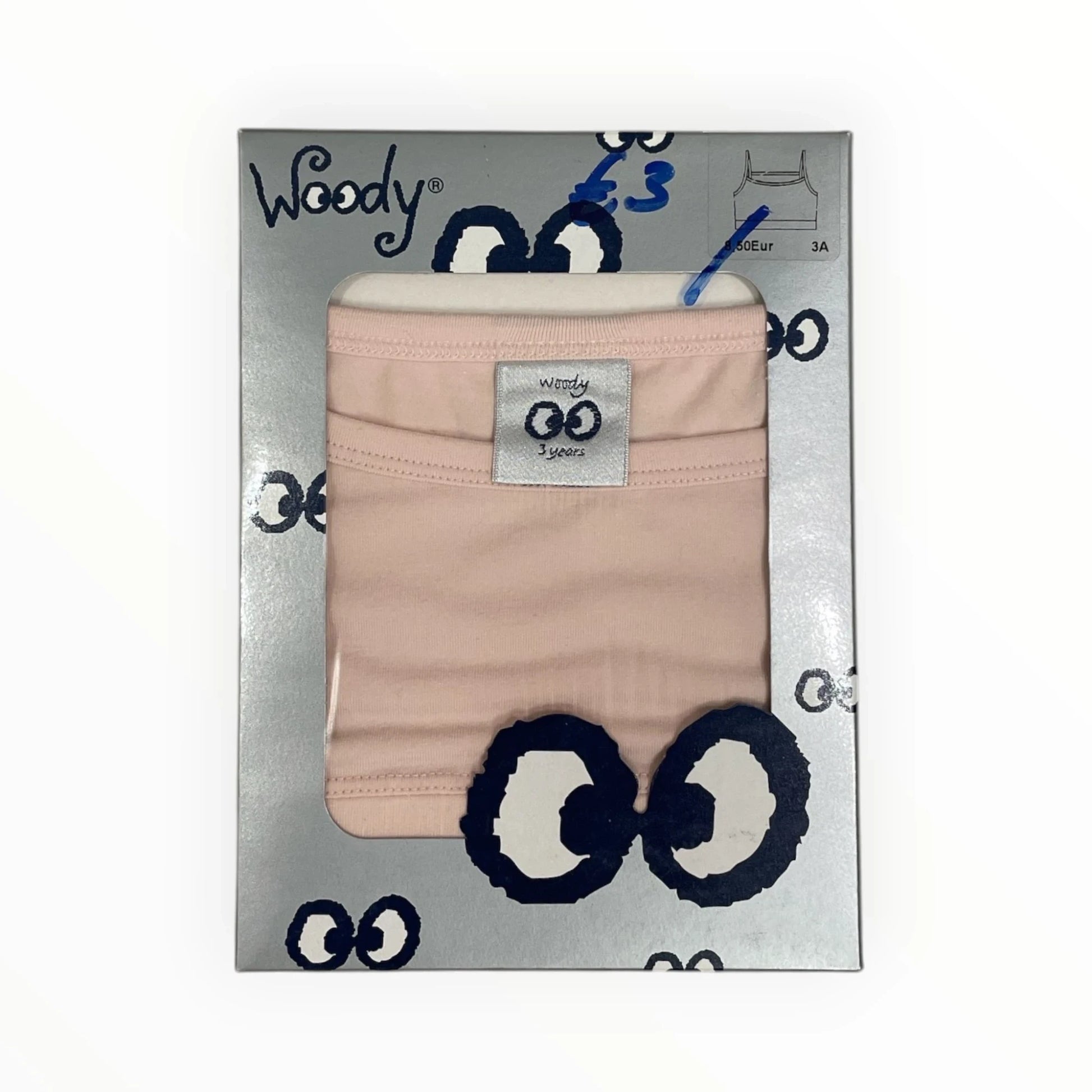 Pierrot Outlet Woody roze katoenen hemdjes voor meisjes, 3 jaar, met speelse oogjes verpakking.