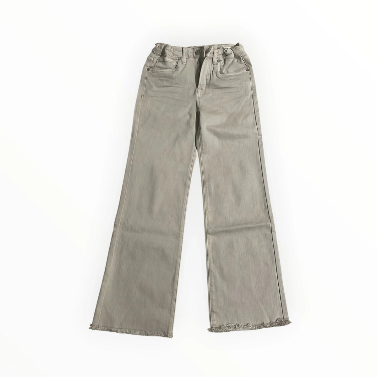 Pierrot Outlet zandkleurige denim broek met wijde pijpen en rafelige zoom voor kinderen