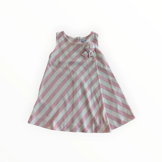 Pierrot Outlet mouwloze zomerjurk met roze en witte strepen en strikdetail