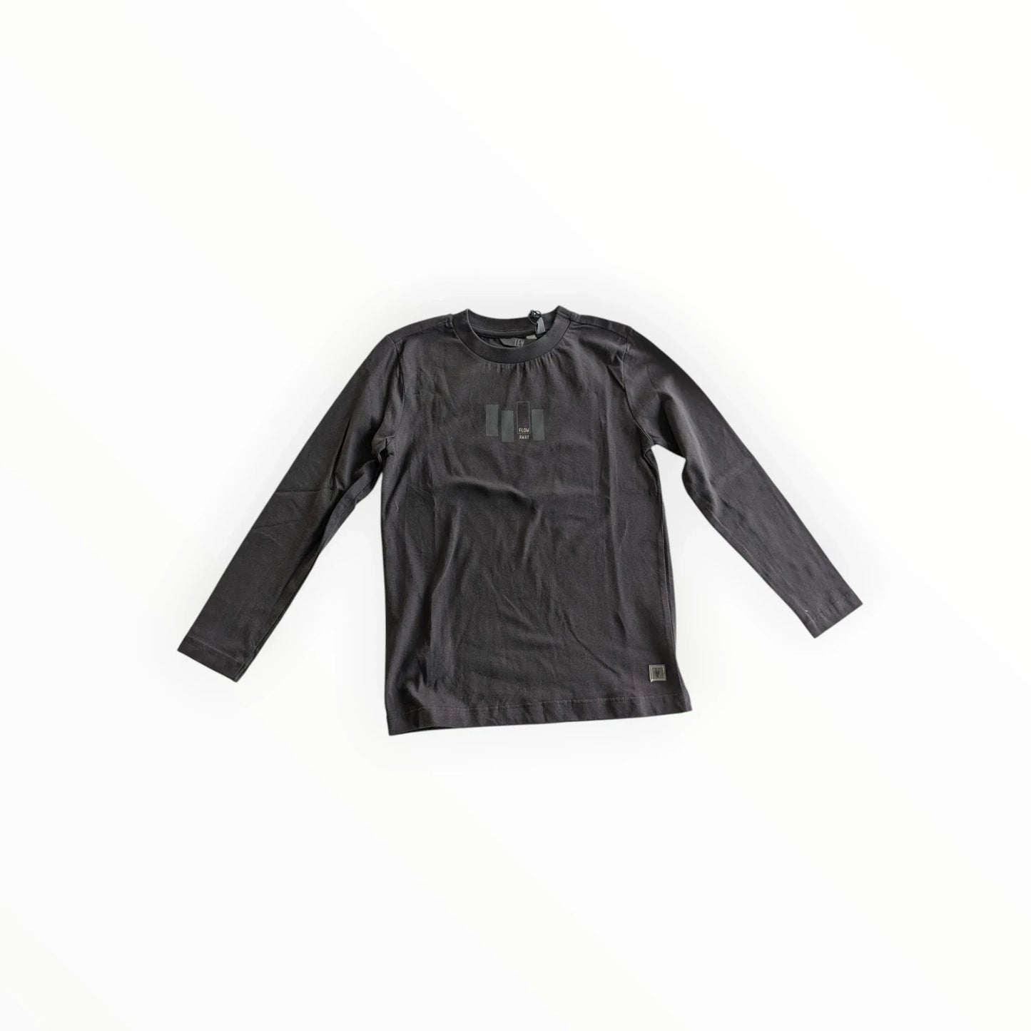 Pierrot Outlet zwart katoenen T-shirt met lange mouwen en logo op de borst