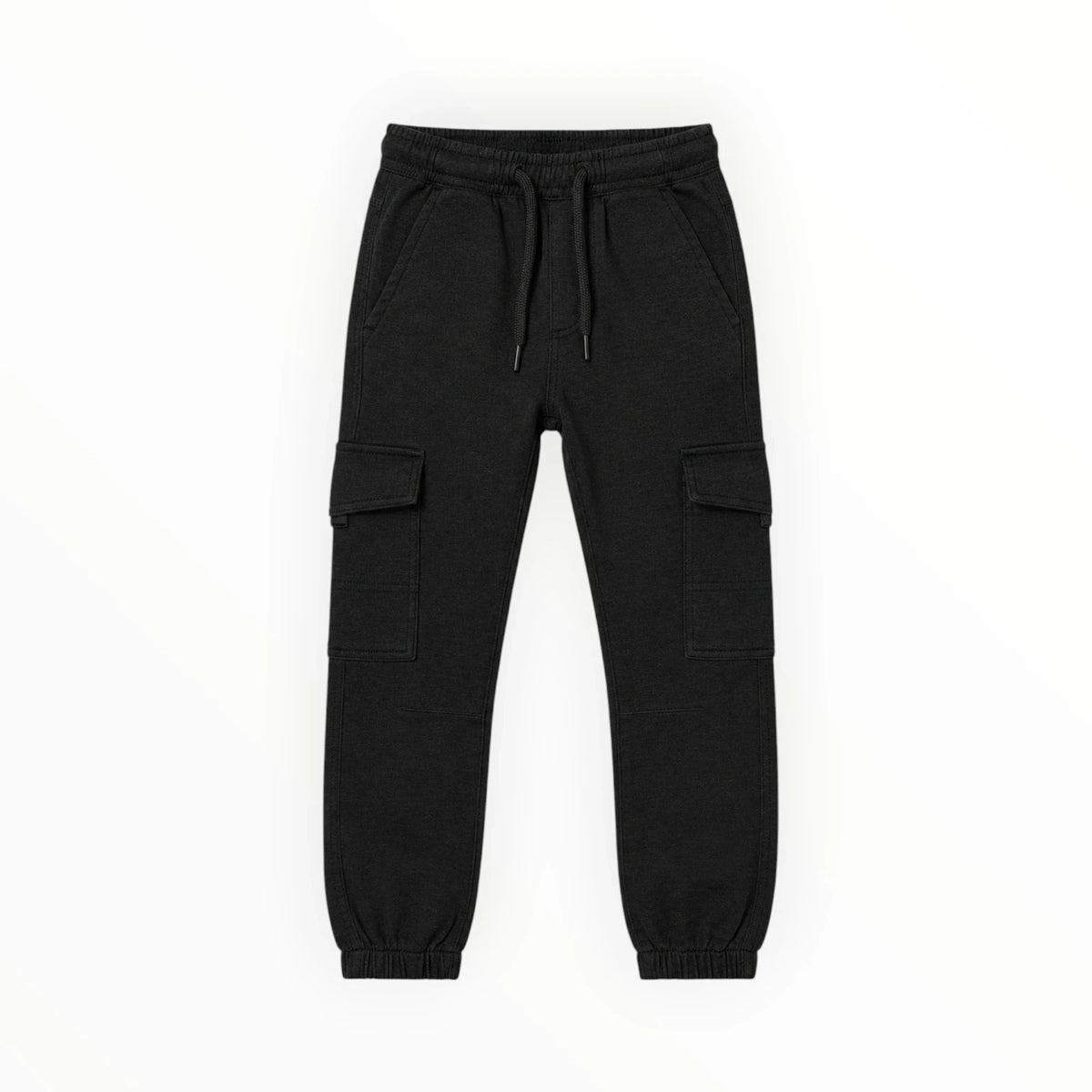Pierrot Outlet zwarte cargo joggingbroek voor kinderen met elastische tailleband en handige zijzakken