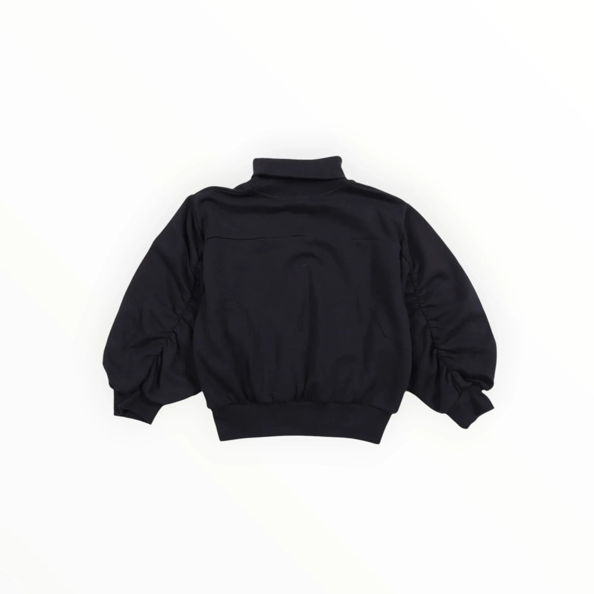 Pierrot Outlet zwarte coltrui met geplooide mouwen en elastische boorden voor een stijlvolle en comfortabele look.