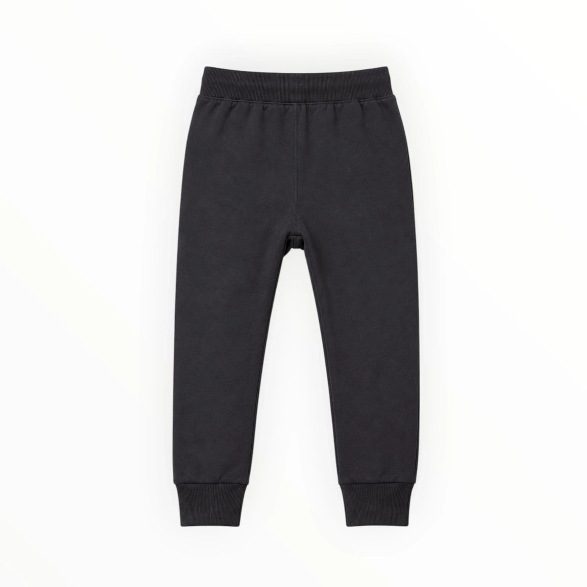 Pierrot Outlet zwarte katoenen joggingbroek voor kinderen met elastische tailleband en geribbelde boorden