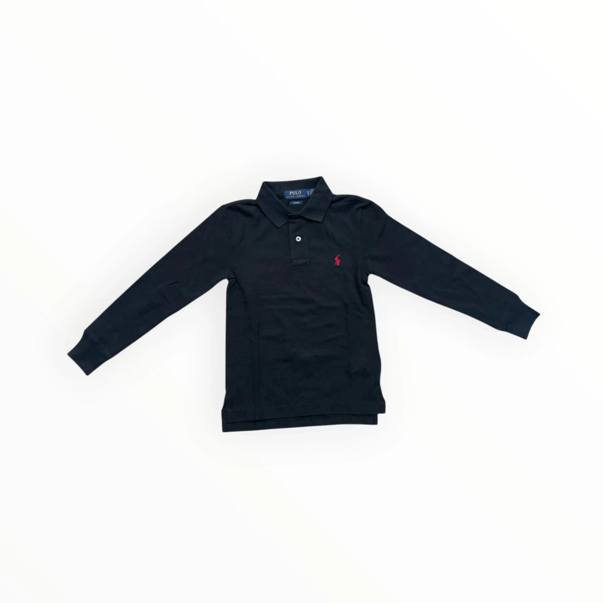 Pierrot Outlet zwarte Polo Ralph Lauren polo met lange mouwen en rood geborduurd logo op de borst