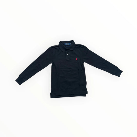 Pierrot Outlet zwarte Polo Ralph Lauren polo met lange mouwen en rood geborduurd logo op de borst